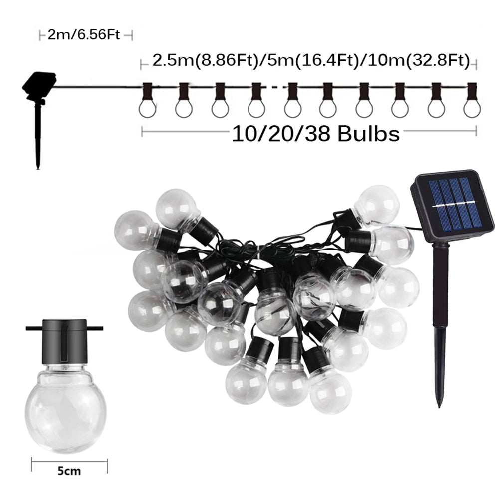 Solar LED Fairy Lights for Christmas, Garden & Camping Parties - silverfoxgoods